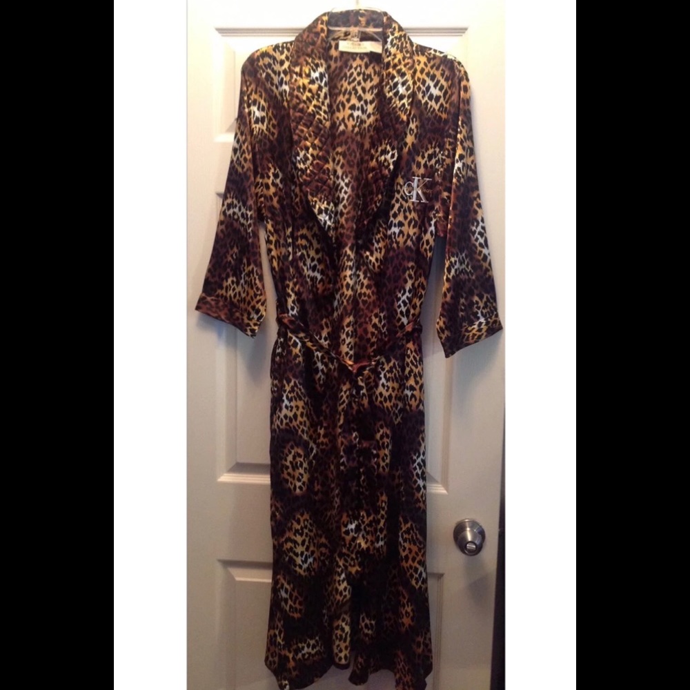 Y2K 90s CALVIN KLEIN JEANS Victory Collection Robe Animal Print Quilted Sz M